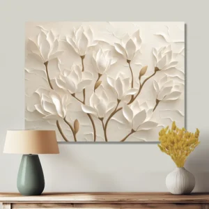 Beige Magnolia Tree Glow II - Landscapes Metal Wall Decor, Tree Metal Print